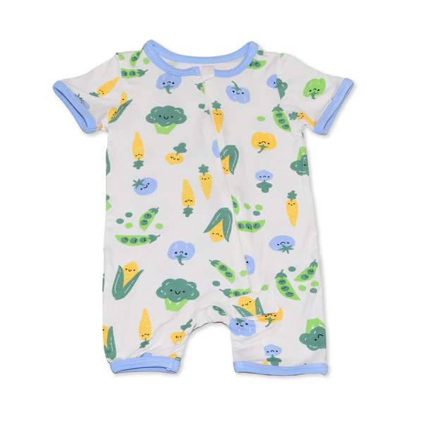 Silkberry Baby WF4571 Bamboo Short Sleeve Zippy Romper Farmers Market