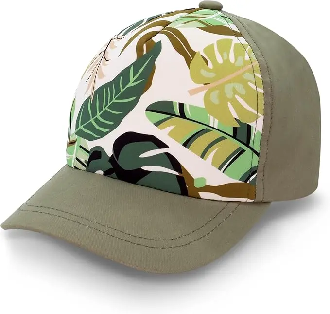 Jan & Jul Summer Hat Baseball Cap for Toddler - Bloom- Green Tropical (M 6-24M)
