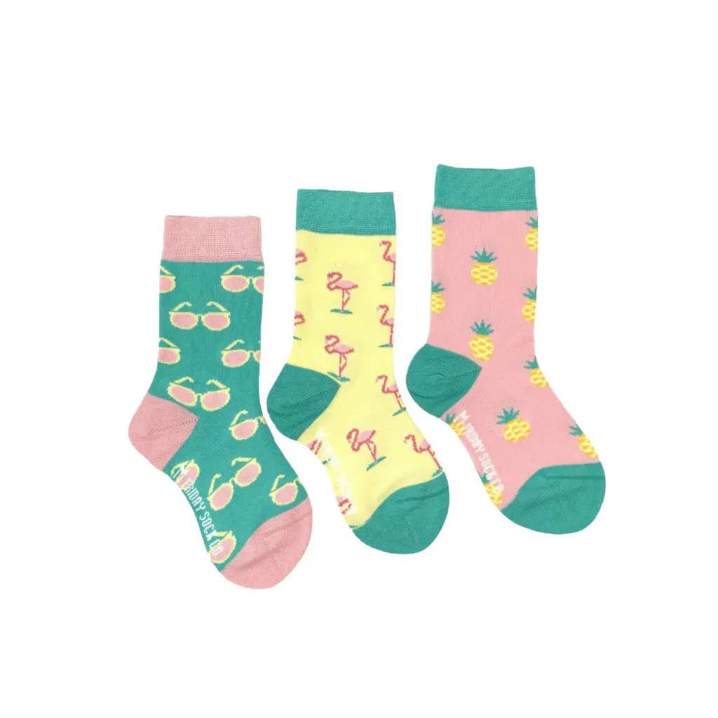 Friday Sock CO.  Three Socks A Pair Flamingo 1-2 Years