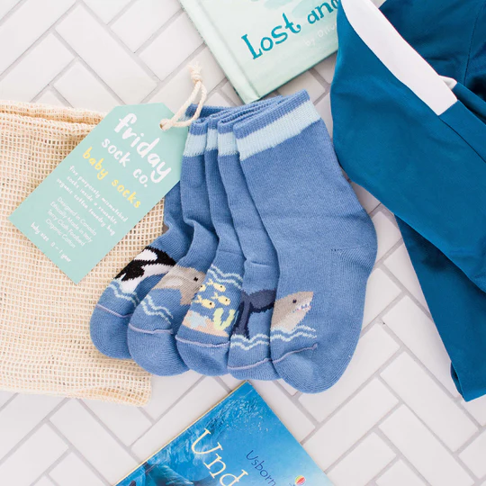 Friday Sock CO. 5 Socks A Pair 0-1 Year Blue