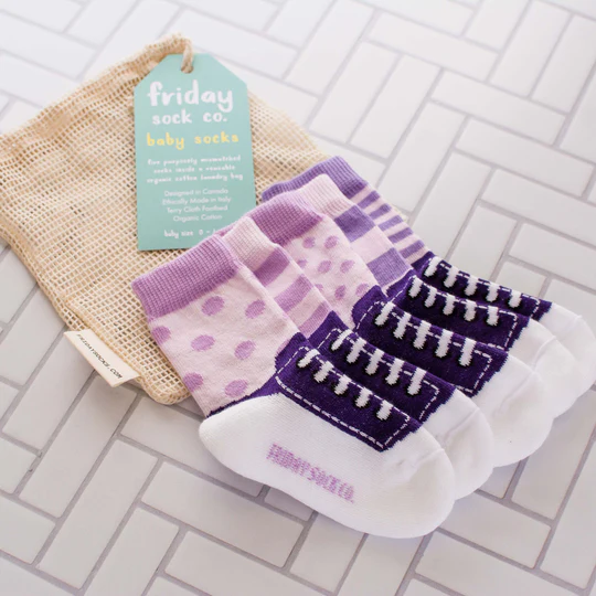 Friday Sock CO. 5 Socks A Pair 0-1 Year Purple