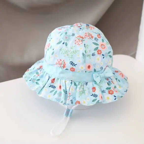 Bow Hat With Little Flower 11099 Blue