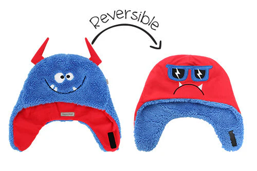 FlapJackKids Reversible Sherpa Hat Monsters S  ( 6-24M )