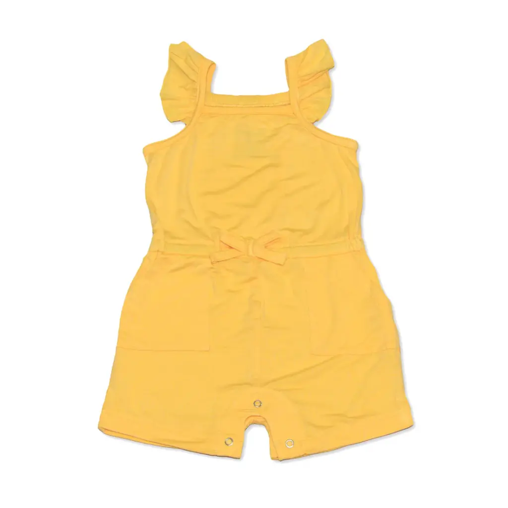 Silkberry Baby WF4574 Bamboo Sleeveless Ruffle Romper (Banana Cream)