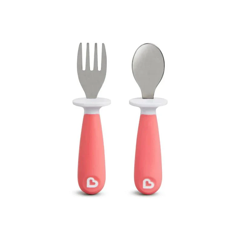 Munchkin Raise Toddler Fork & Spoon Set 1489 - Pink