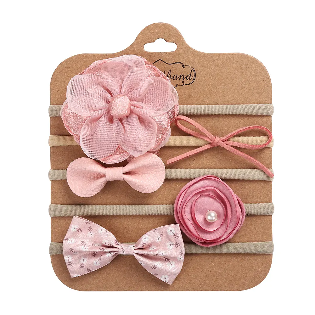 Baby Headband Bow 5PK - Rose