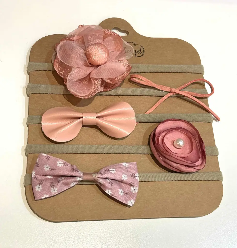 Baby Headband Bow 5PK - Rose