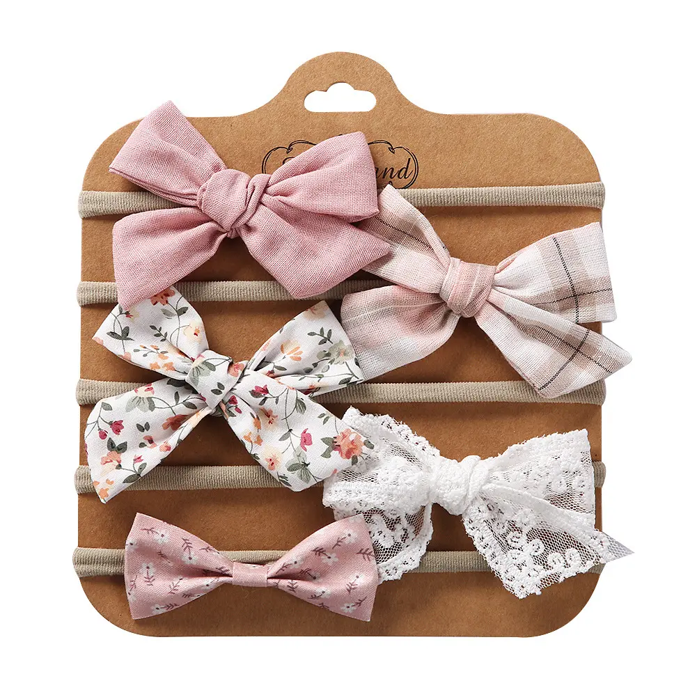 Baby Headband Bow 5PK - Light Pink