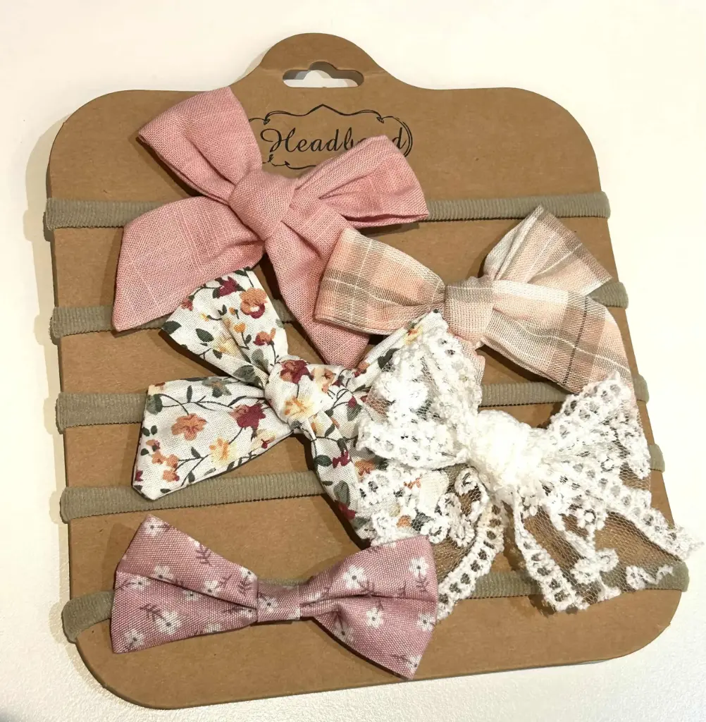 Baby Headband Bow 5PK - Light Pink