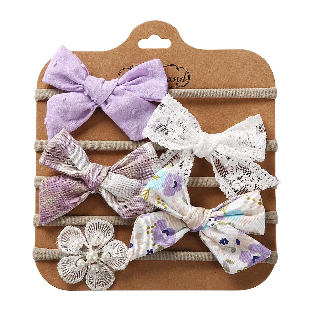 Baby Headband Bow 5PK - Purple