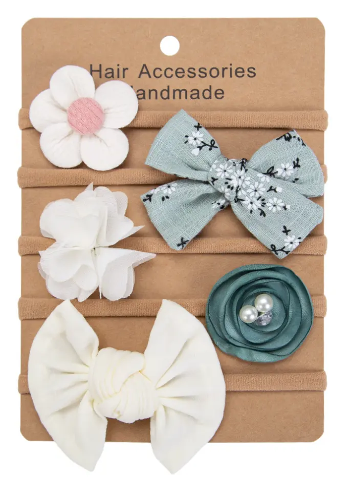 Baby Headband Bow 5PK - Green