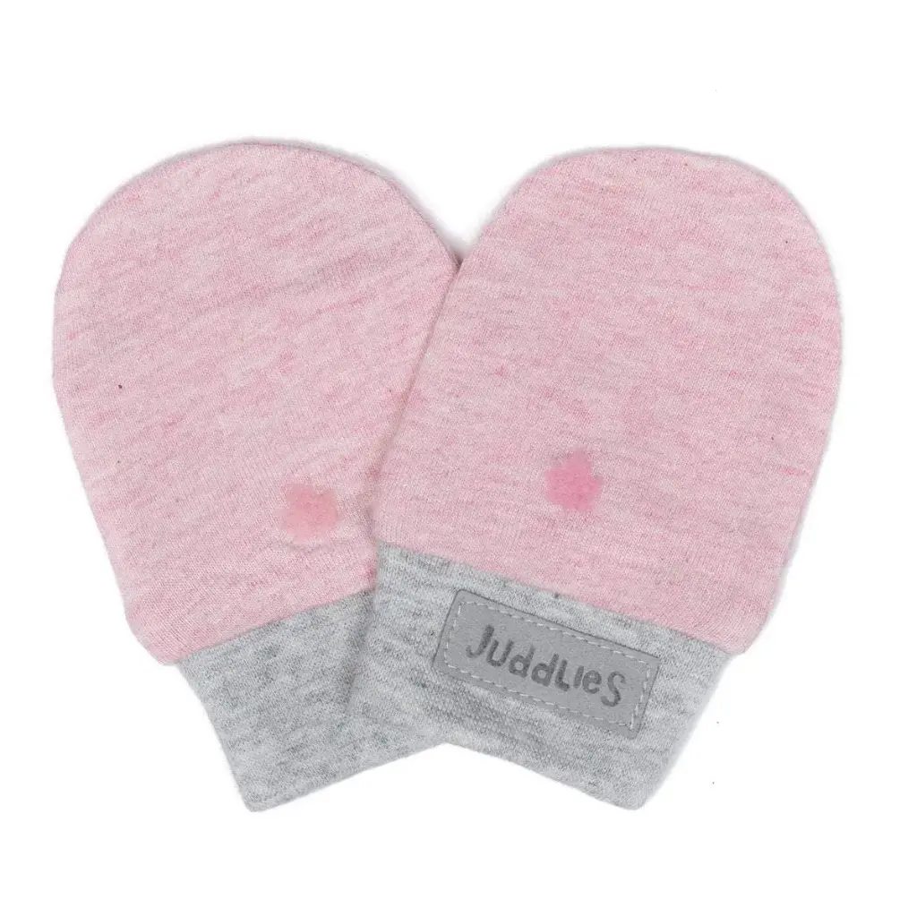 Juddlies -Organic Raglan Scratch Mitts 0-3M - Pink