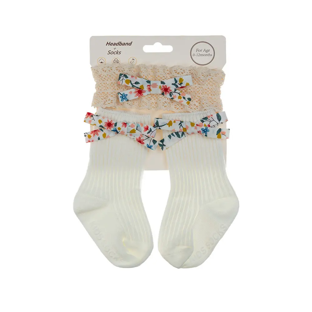 Socks With Headband - White