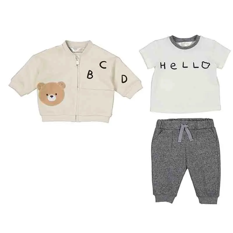 Mayoral 3 Piece Tracksuit Set - 1802 - Mix Grey (0-1M)