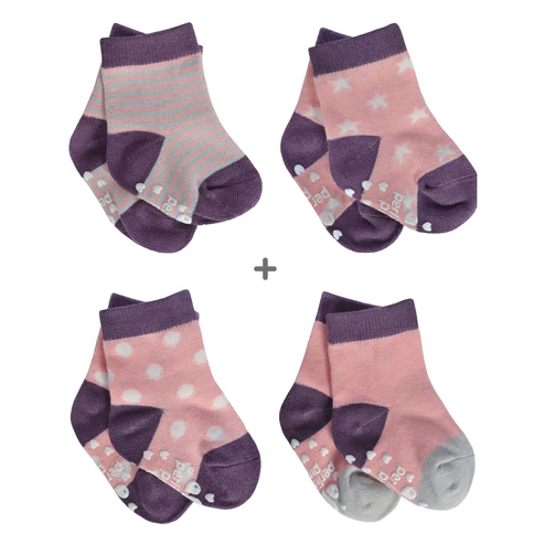 Perlimpinpin Baby Socks - Plum (Pack Of 4 Pairs)   (0-6M)