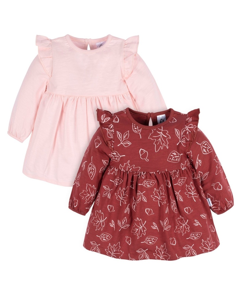  Gerber Fall Dress - 2Pk - Orange Leaves