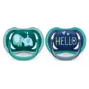 Philips Avent Ultra Air Pacifier Opal Elephant + Blue Hello 18M+