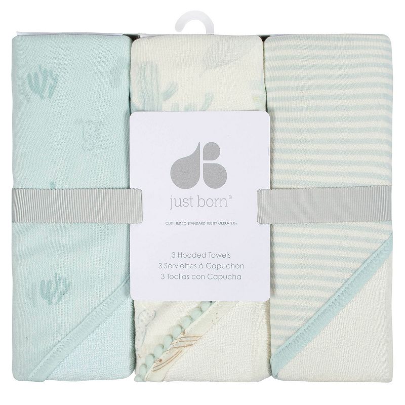Just Born 3-Pack Hooded Towels - Blue