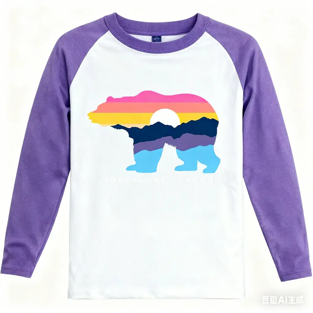 Attraction Kids Long Sleeve Mountain Bear - Heather Purple (2Y)