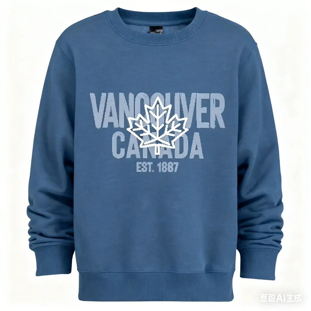 Attraction Sweater Brush Lettering Maple Leaf 03271 - Heather Navy (2Y)