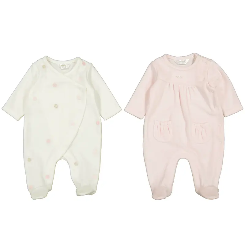 Mayora Layette Girl Velour Onesie 02706 - White
