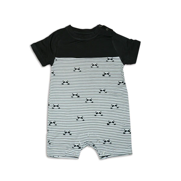 Silkberry Baby Bamboo Short Sleeve Romper (Peek a boo Panda)