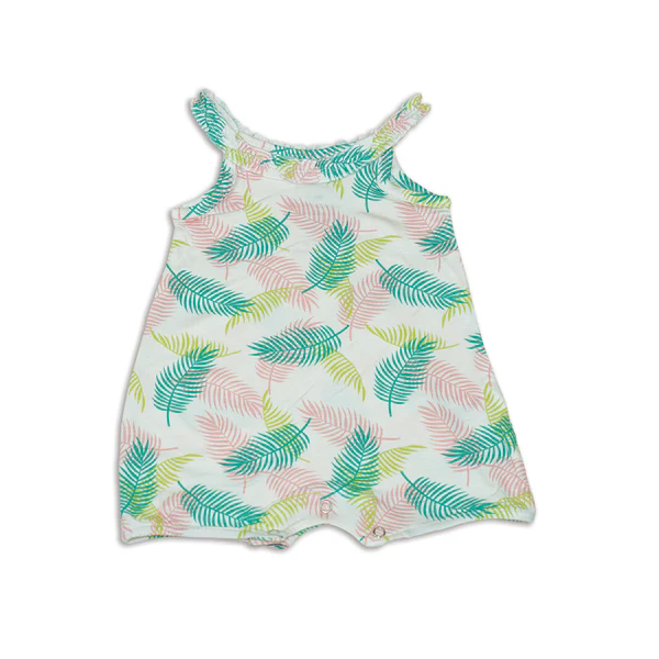Silkberry Baby Bamboo Ruffle Romper (Tropical Palm Print)