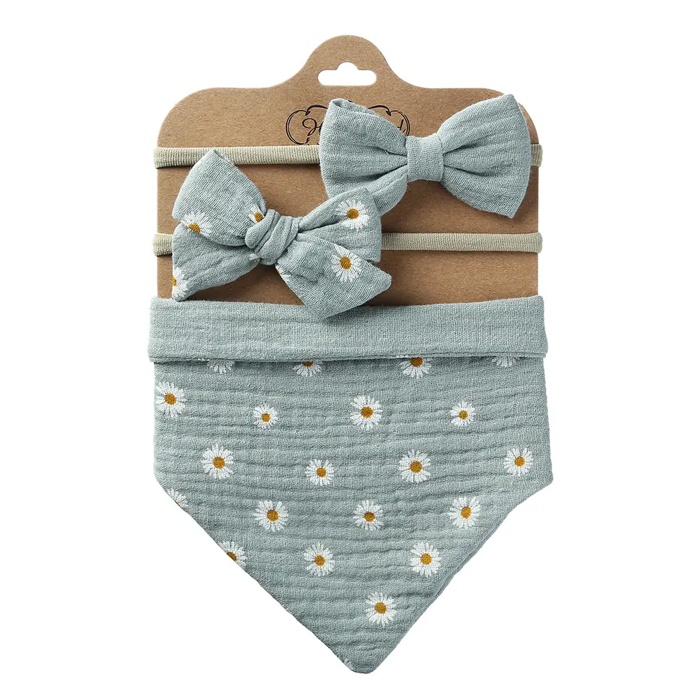 Headband With Bib - Blue Daisy