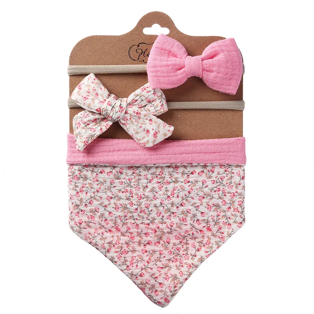 Headband With Bib - Light Pink Flower