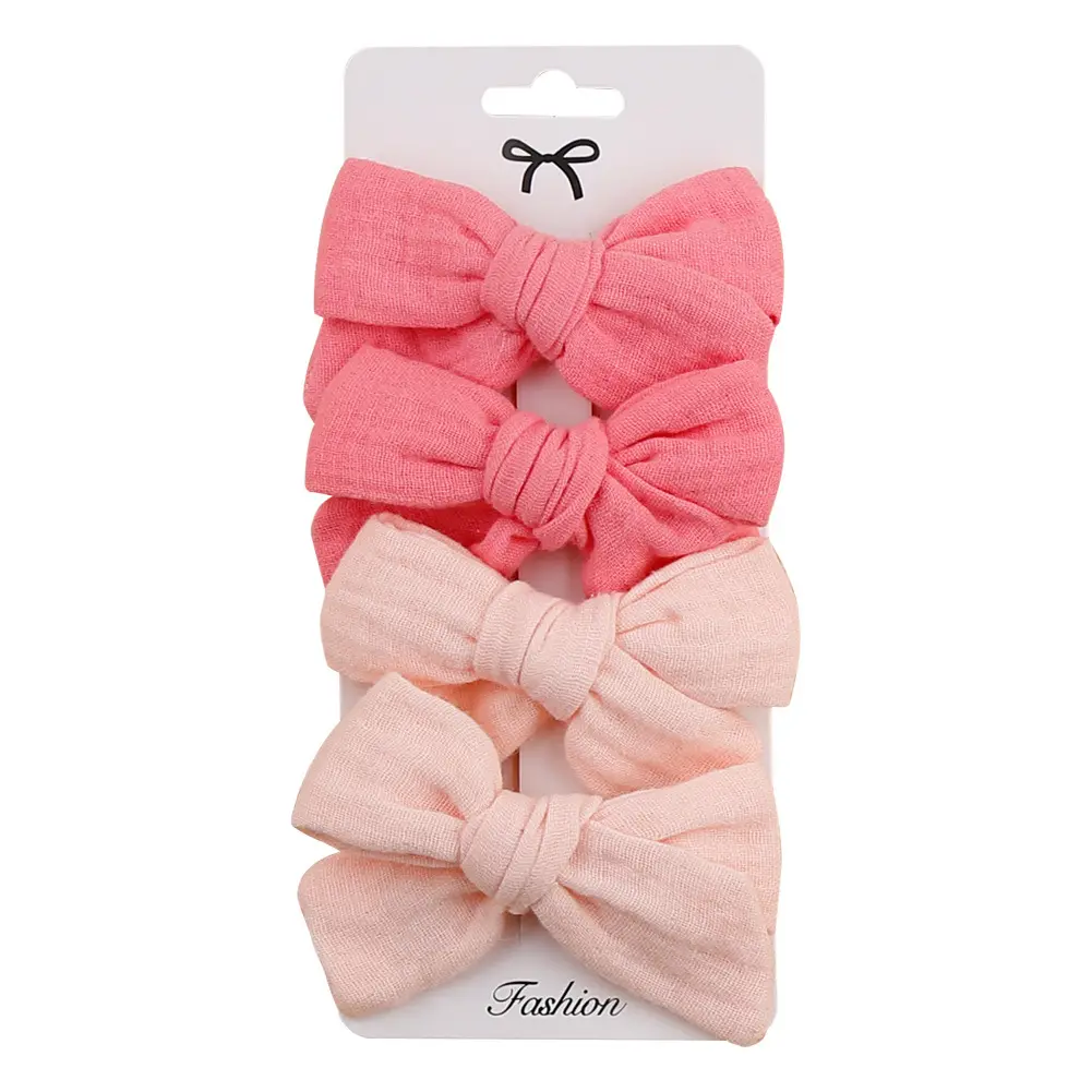 Hair Clip Muslin Cotton 4PK - Rose/Pink