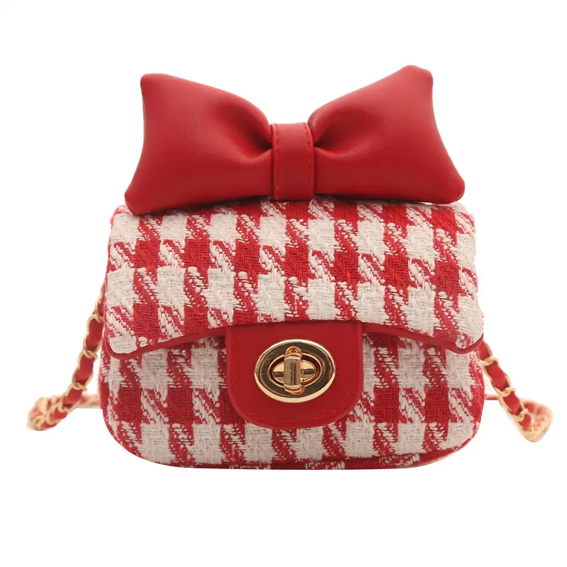 Crossbody Purse With Bow Lattice 1845 - Red