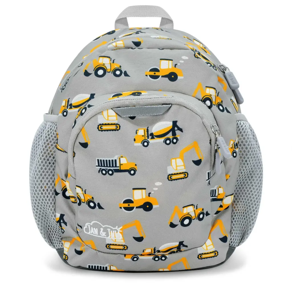 Jan & Jul Little Xplorers Mini Preschool Backpack - Grey Construction