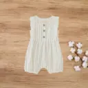 Blara Organic House Sleeveless Lace Romper - Brown and White Stripe