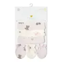 Piccolo-3PK Hat & 3 Anti-Scratch Mittens Set - Pink