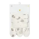 Piccolo-3PK Hat & 3 Anti-Scratch Mittens Set - White