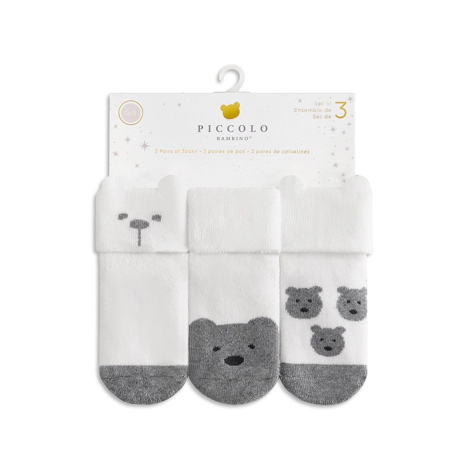 Piccolo - 3 Pair Of Bear Shaped Socks - Grey