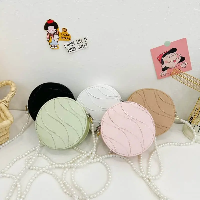 Crossbody Purse Pearl Circle - White