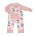 Silkberry Baby WF4601 Bamboo Long Sleeve Romper w/Kangaroo Pocket (Macaron Party Print)