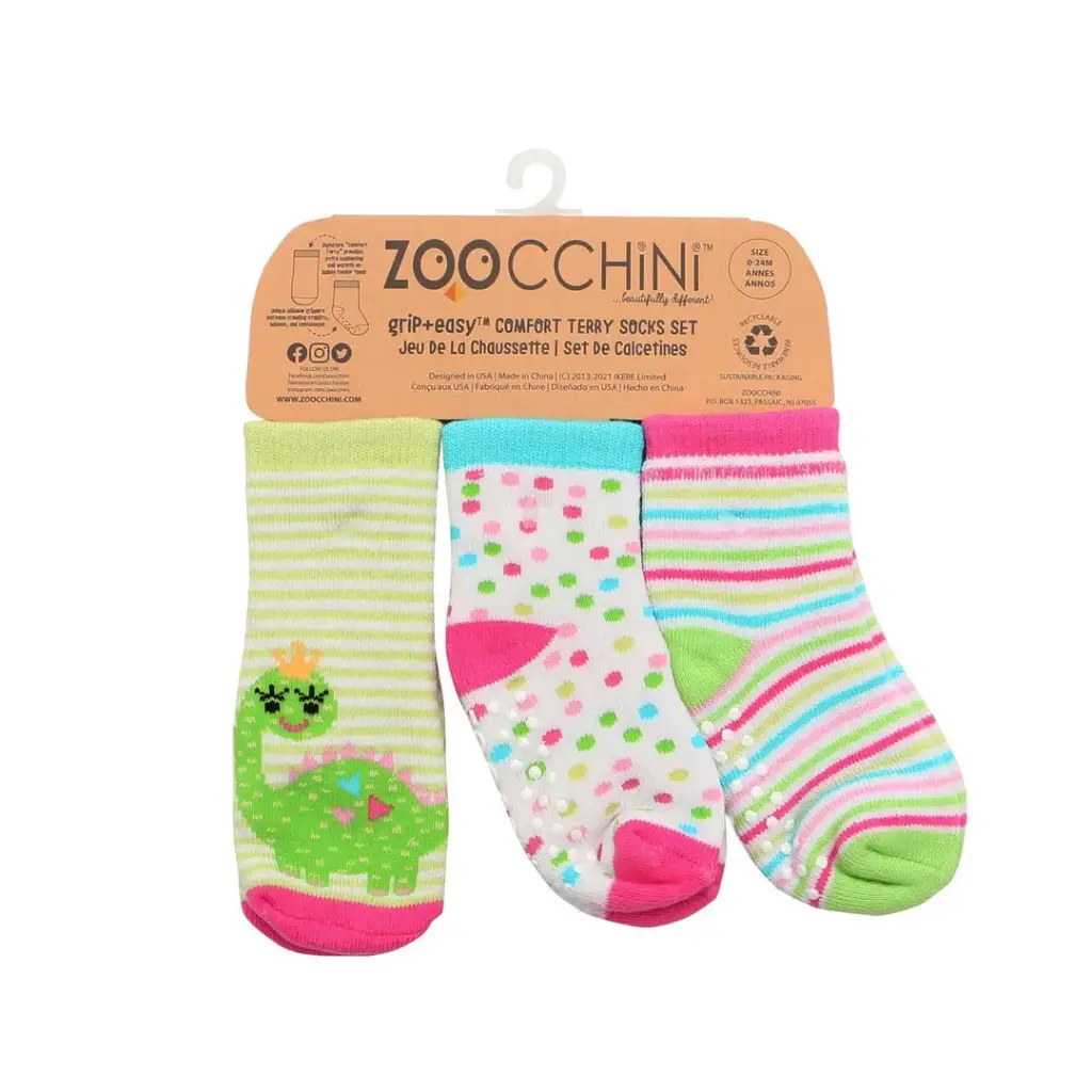 Zoocchini Buddy Baby 3 Pc Socks Dai the Dinosaur