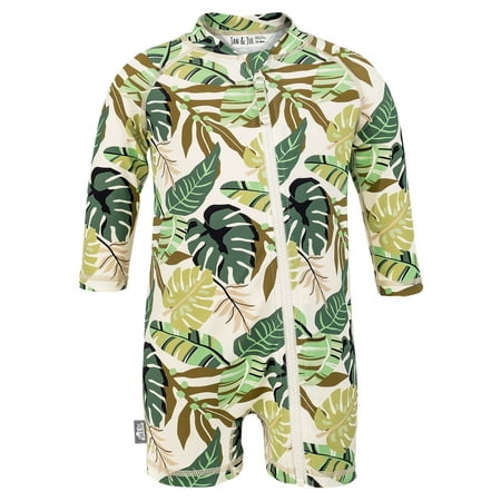 Jan & Jul | 1-pc UV Jumpsuit - Green Tropical (6-12m)