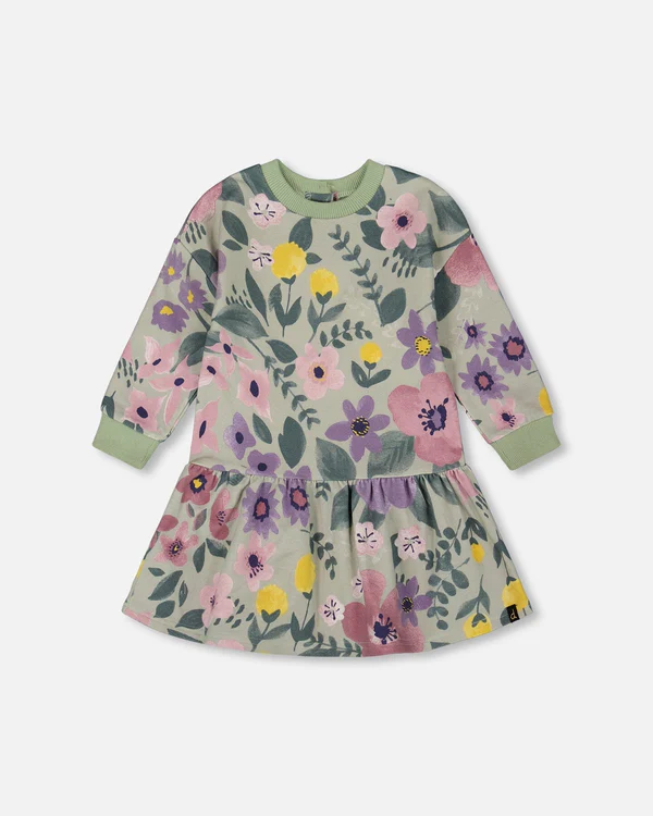 Deux Par Deux Fleece Dress 046A - Watercolor Flowers