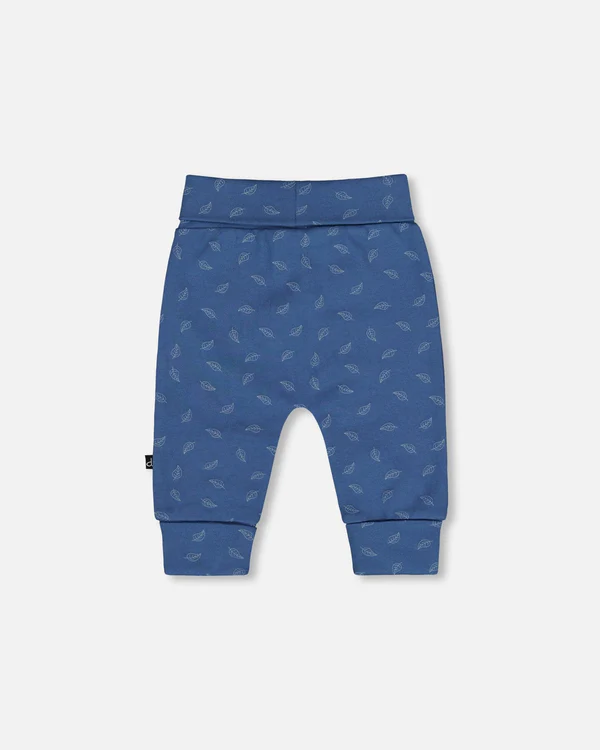 Deux Par Deux Pant 053 - Navy Leaves (3M)