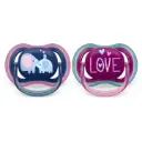 Philips Avent Ultra Air Pacifier Steel Blue Elephant + Pink Hello 18M+