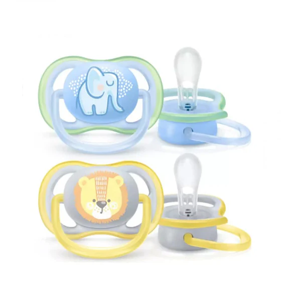 Philips Avent Ultra Air Pacifier Steel Blue Elephant /Lion 0-6M