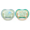 Philips Avent Ultra Air Pacifier Nighttime Glow Smiling Star + Owl 0-6M 