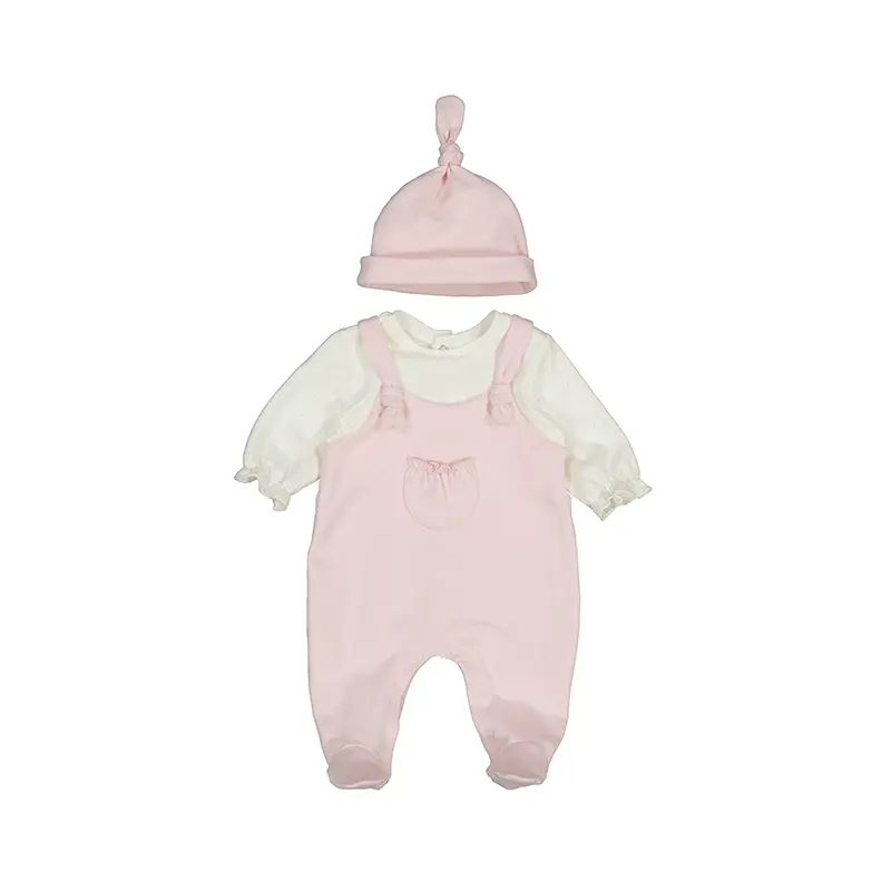 Mayoral Long Bodysuit With Hat  2602 - Baby Rose (0-1M)