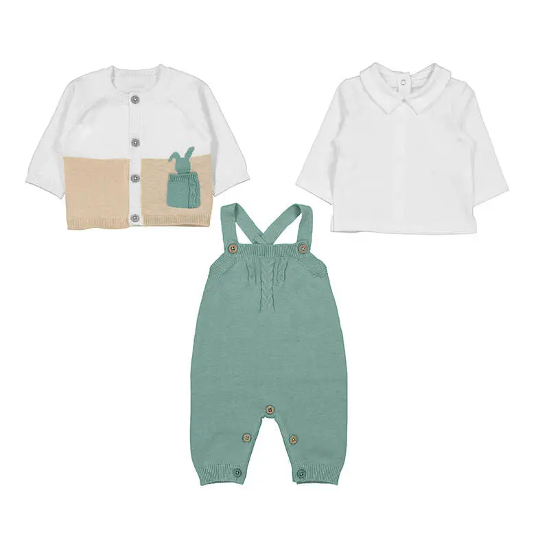 Mayoral Knit Dungarees Set - rain