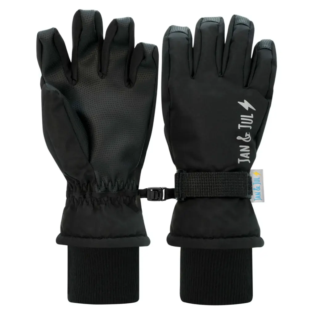 Jan & Jul Kids Waterproof Snow Gloves - Black (4-6Y)
