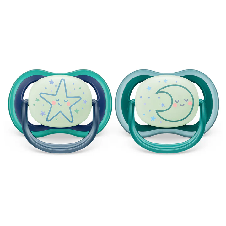 Philips Avent Ultra Air Pacifier Nighttime Glow Sleeping Star + Moon