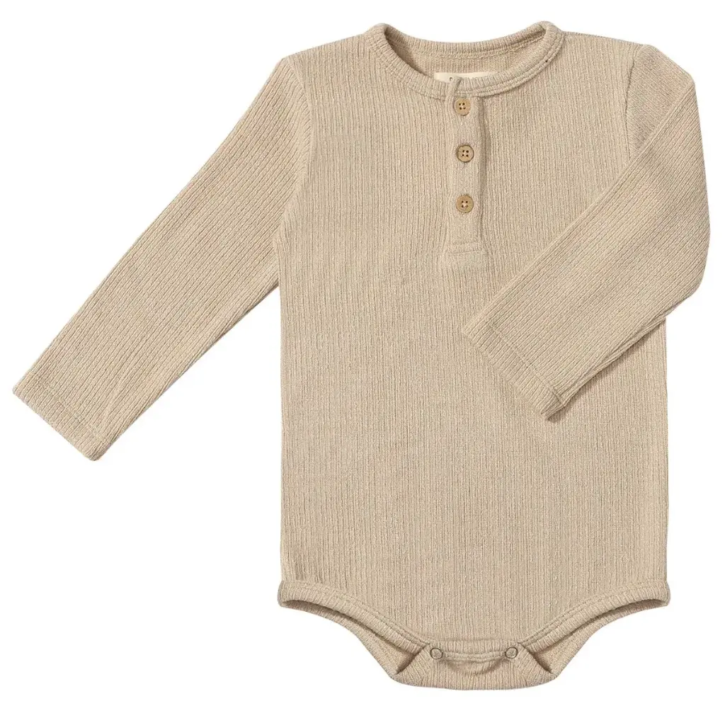 Me & Henry Aynor Henley Onesie HB1603a - Beige (0-3M)